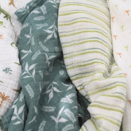 Aden + Anais essentials 嬰兒棉紗包巾 4pcs - Dino Jungle