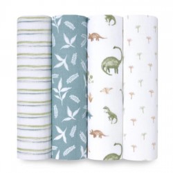 Aden + Anais essentials 嬰兒棉紗包巾 4pcs - Dino Jungle