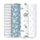 Aden + Anais essentials 嬰兒棉紗包巾 4pcs - Dino Jungle