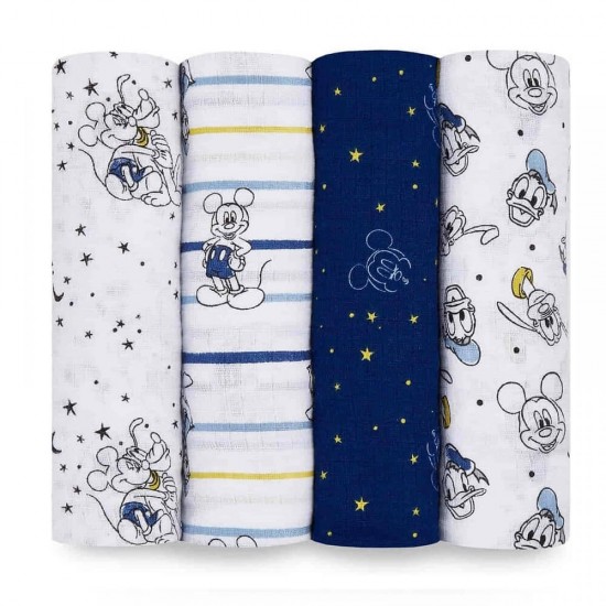 Aden + Anais essentials 嬰兒棉紗包巾 4pcs - Mickey Stargaze