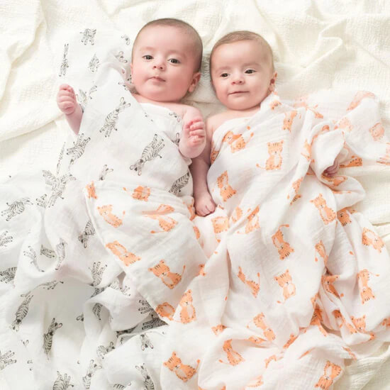 Aden + Anais essentials 嬰兒棉紗包巾 4pcs - Safari Babies