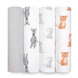Aden + Anais essentials 嬰兒棉紗包巾 4pcs - Safari Babies