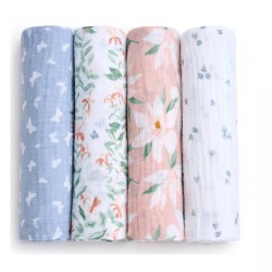 Aden + Anais essentials 嬰兒棉紗包巾 4pcs - Butterfly Garden