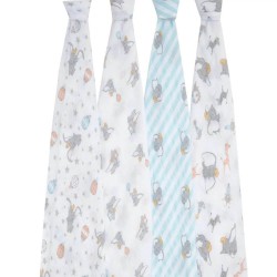 Aden + Anais essentials 嬰兒棉紗包巾 4pcs - 小飛象