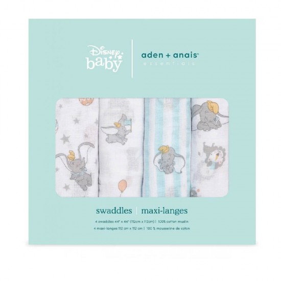 Aden + Anais essentials 嬰兒棉紗包巾 4pcs - 小飛象