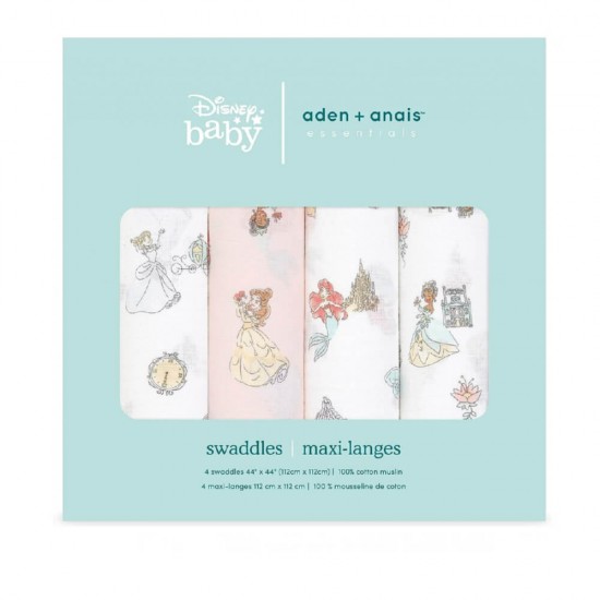 Aden + Anais essentials 嬰兒棉紗包巾 4pcs - 迪士尼公主