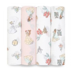 Aden + Anais essentials 嬰兒棉紗包巾 4pcs - 迪士尼公主