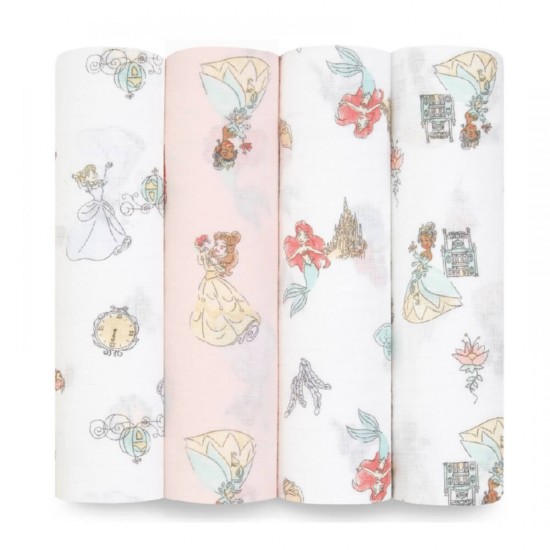 Aden + Anais essentials 嬰兒棉紗包巾 4pcs - 迪士尼公主