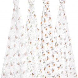 Aden + Anais essentials 嬰兒棉紗包巾 4pcs - Disney + Friends