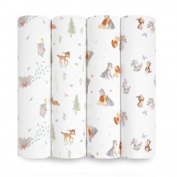 Aden + Anais essentials 嬰兒棉紗包巾 4pcs - Disney + Friends