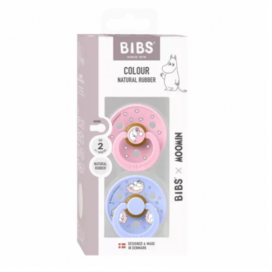 Bibs COLOUR 姆明系列圓形乳膠玩咀 (甜夢 - 淺粉) 6-18m 兩件裝 