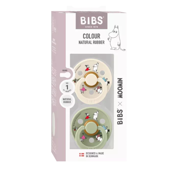 Bibs COLOUR 姆明系列圓形乳膠玩咀 (好朋友 - 象牙) 0-6m 兩件裝 