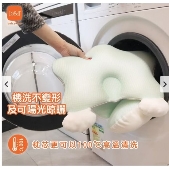b&h 親水棉嬰兒塑型枕頭連定位枕 (0-1歲）- 天絲 - 綠色