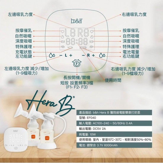b&h 瑞士寶琪 Hera B 醫院級電動雙摩打奶泵