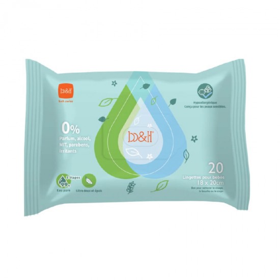 b&h 瑞士寶琪 多用途純水柔濕巾 - 含蘆薈萃取液 - 20片