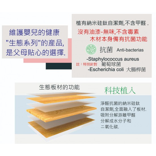 C-Max 生態系列 ECO 嬰兒床, 灰布紋- 38 x 22"