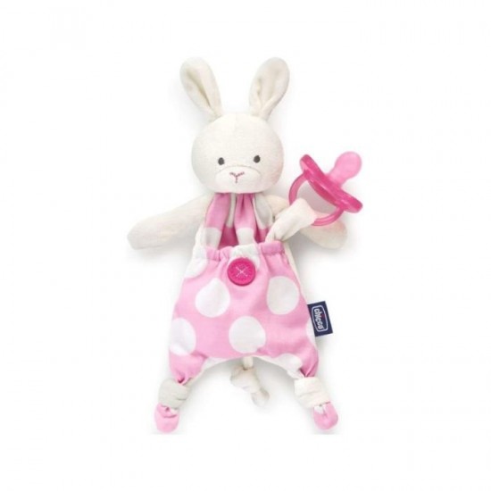 Chicco Pocket Friend 玩具布偶連安撫奶嘴存放器 - 粉紅