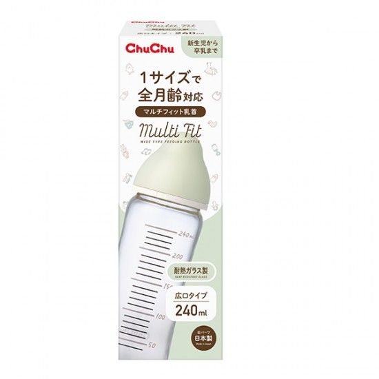 Chu Chu Multi Fit 闊身口徑耐熱玻璃奶瓶 240 ml