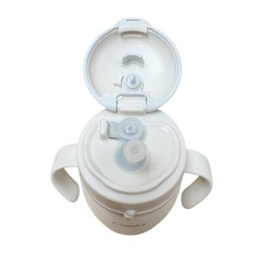 Combi Laku Mug 不鏽鋼吸管學習杯 (6個月+) 370ml - 淺灰