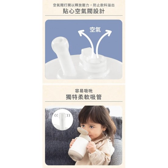 Combi Laku Mug 不鏽鋼吸管學習杯 (6個月+) 370ml - 杏色