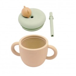 Combi 小熊鉑金矽膠兩階段吸管杯