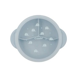 Combi 鉑金矽膠分隔吸盘餐碗 - 藍色大象