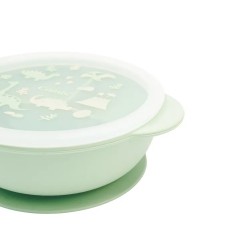 Combi 鉑金矽膠分隔吸盘餐碗 - 活潑恐龍