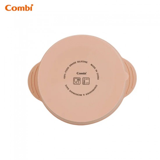 Combi 鉑金矽膠分隔吸盘餐碗 - 粉紅奶油