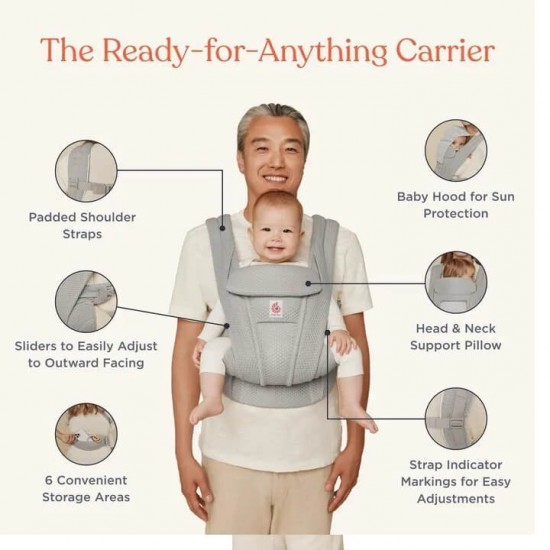Ergobaby Omni Deluxe All-in-One 透氣款嬰兒揹帶 - 珍珠灰