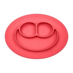 ezpz Mini Mat 枱墊+笑臉餐碟 - Coral 珊瑚