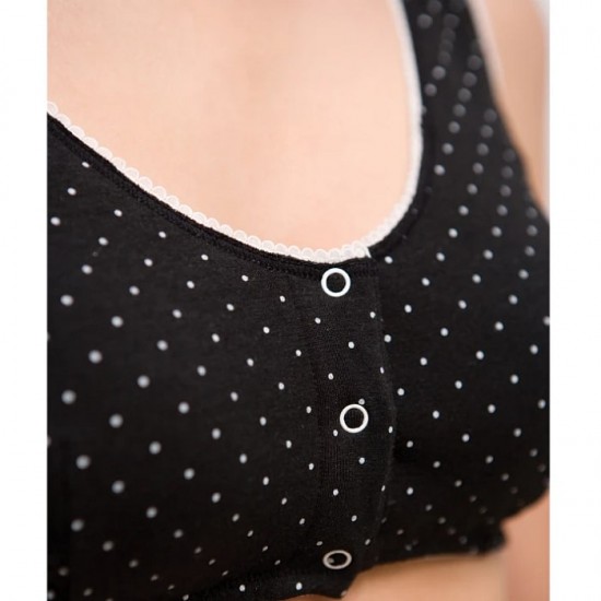 Genki 元氣媽咪學院風孕哺內衣 -  黑底白點 ( size L)