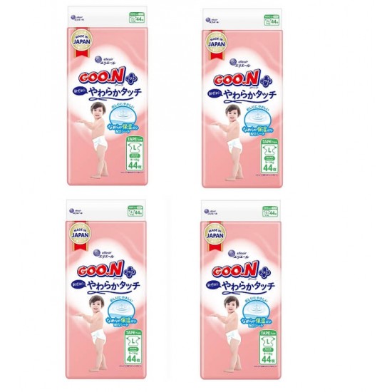 Goon 大王柔觸肌嬰兒紙尿片 大碼 (L) - 44片 x 4 packs