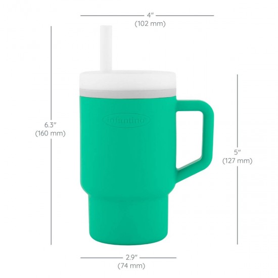 Infantino My 1st Tumbler 矽膠吸管隨行杯 - 青草綠