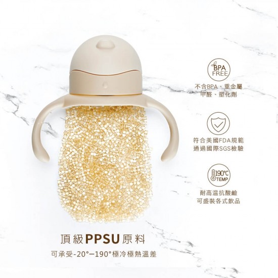 KuKu PLUS 純真寬口PPSU訓練杯 - 伯爵奶