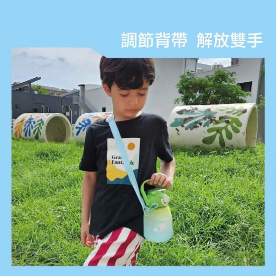KuKu Duckbill 彈蓋提把鎖扣漸變水壺 600ml - 青綠