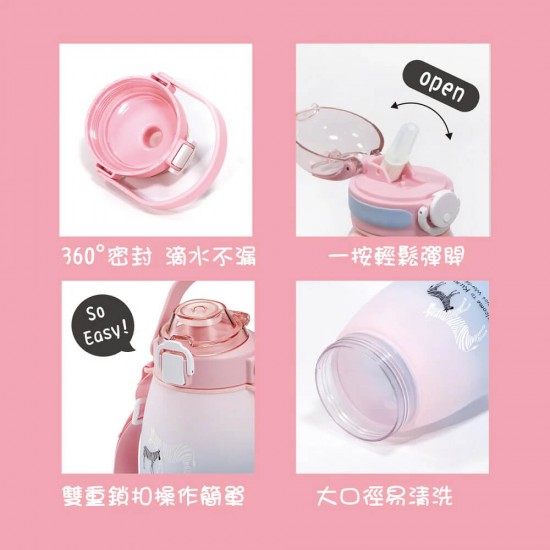 KuKu Duckbill 彈蓋提把鎖扣漸變水壺 600ml - 櫻粉
