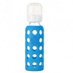 Lifefactory 標準口徑玻璃奶瓶 250 ml - 藍
