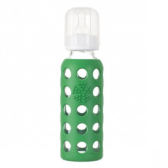 Lifefactory 標準口徑玻璃奶瓶 250 ml - 綠