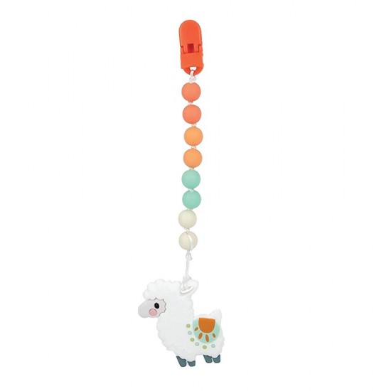 Nuby 可愛動物牙膠附有奶嘴鍊 - 草泥馬