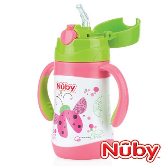 Nuby Clik-it™ 不锈钢真空按键式保暖吸管杯 280ml - 甲虫