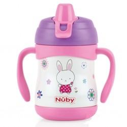 Nuby 不銹鋼真空學習杯 (鴨嘴) 220ml - 兔子