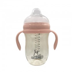 Obnabebo PPSU 吸管式奶瓶附手柄 280ml - 粉紅