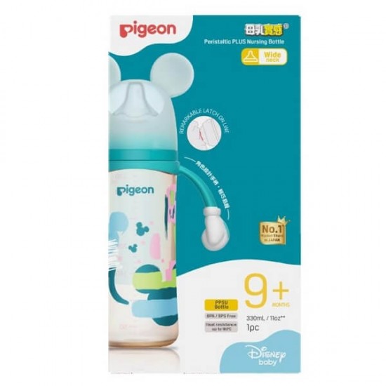 Pigeon 迪士尼 PPSU 寬口奶瓶 - 米奇歡快筆觸 (LL), 330ml 