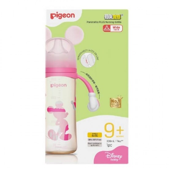 Pigeon 迪士尼 PPSU 寬口奶瓶 - 米妮歡快筆觸 (LL), 330ml 