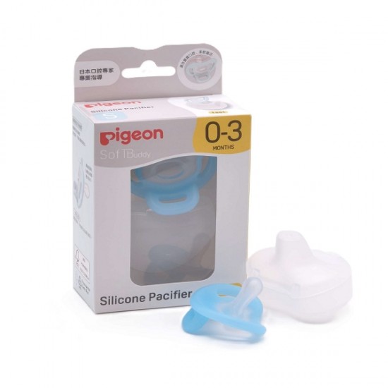 Pigeon 全矽膠安撫奶嘴 - S, 淺藍