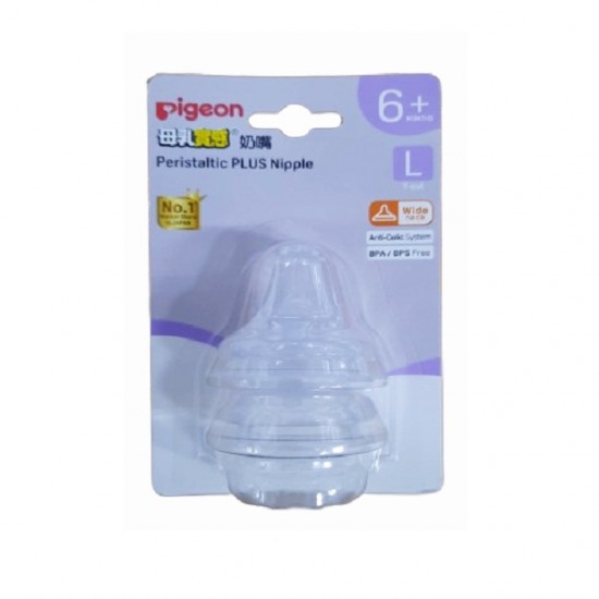 Pigeon 母乳實感寬口奶咀 - L, 2 pcs