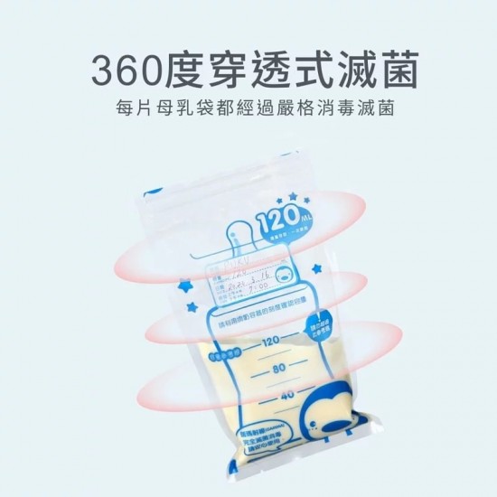Puku 藍色企鵝母乳儲存袋 120ml - 20 pcs