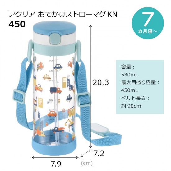 Richell Aqulea 吸管及直飲兩用水杯 (附肩帶) 450ml - My Lovely Baby