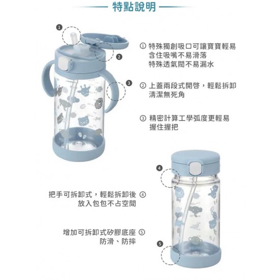 Richell aqulea 吸管杯 (含防撞底座) 320ml - 交通