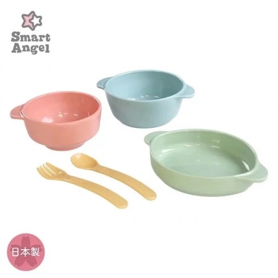 西松屋 Smart Angel 抗菌兒童餐具套裝 - 5件套